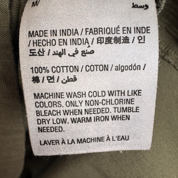 Karen Scott Dress Womens Sz M Green Cotton 1/4 Button Utility Shirt Short Sleeve - Picture 16 of 16